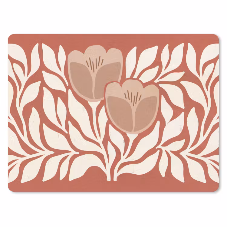 Bloemen - Abstract - Modern - Beige - Natuur muismat rubber klein -3d