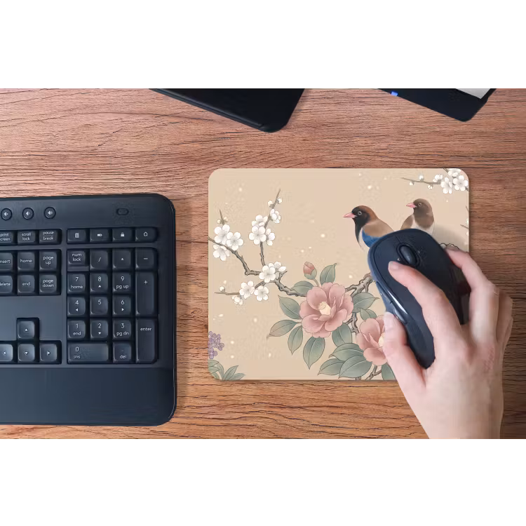 Bloemen - Vogels - Bloemen muismat rubber klein -toetsenbord