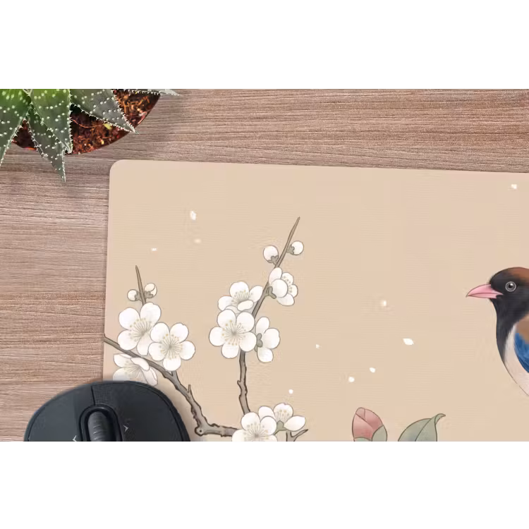 Bloemen - Vogels - Bloemen muismat rubber klein -closeup