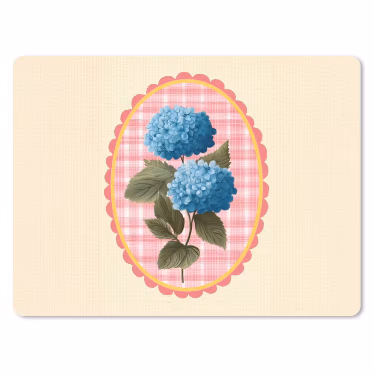 Bloemen - Blauw - Lijst - Bladeren muismat rubber klein -3d