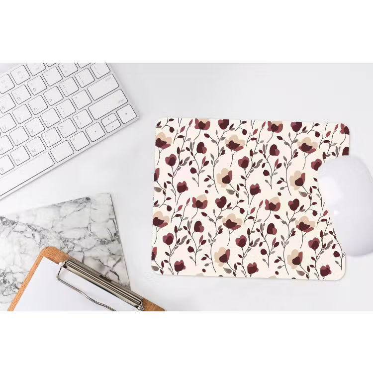 Bloemen - Botanisch - Bordeaux muismat rubber klein 262 -witbureau