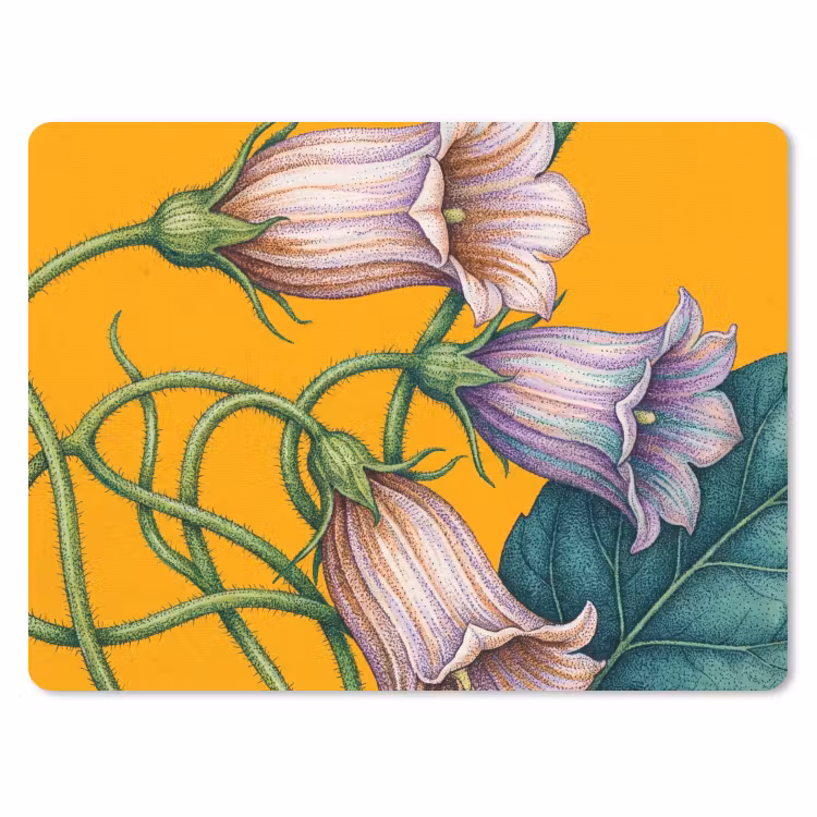 Mouse Pad - Flowers - Botanical - Yellow - Bloemen - Botanisch - Geel muismat rubber klein