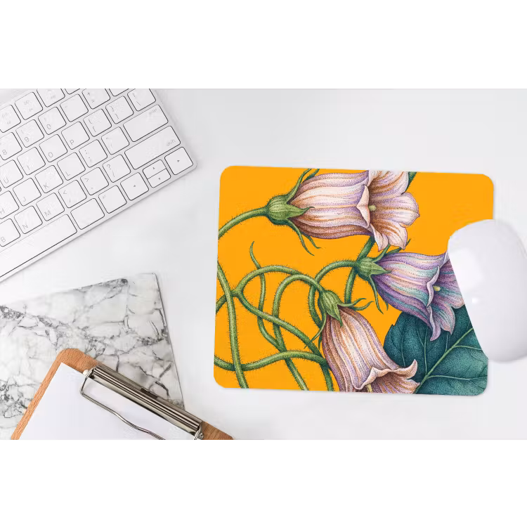 Mouse Pad - Flowers - Botanical - Yellow - Bloemen - Botanisch - Geel muismat rubber klein
