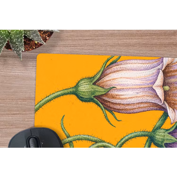 Mouse Pad - Flowers - Botanical - Yellow - Bloemen - Botanisch - Geel muismat rubber klein