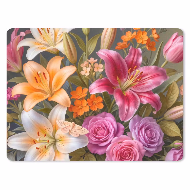 Bloemen - Boeket - Natuur - Kleurrijk - Modern muismat rubber klein -3d