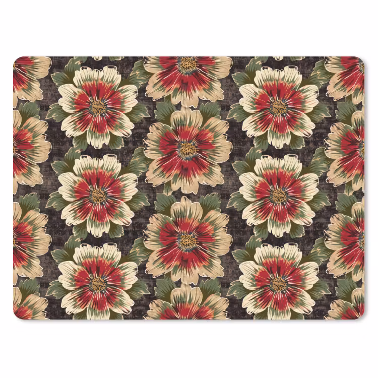Bloemen - Klassiek - Patroon - Rood muismat rubber klein 262 -3d