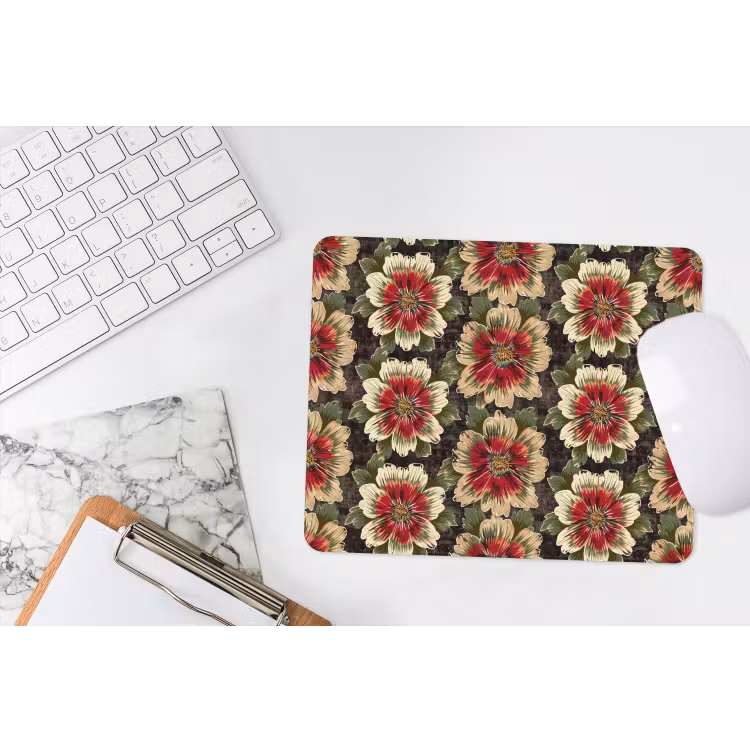 Bloemen - Klassiek - Patroon - Rood muismat rubber klein 262 -witbureau