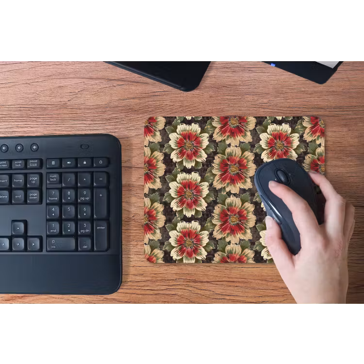 Bloemen - Klassiek - Patroon - Rood muismat rubber klein 262 -toetsenbord