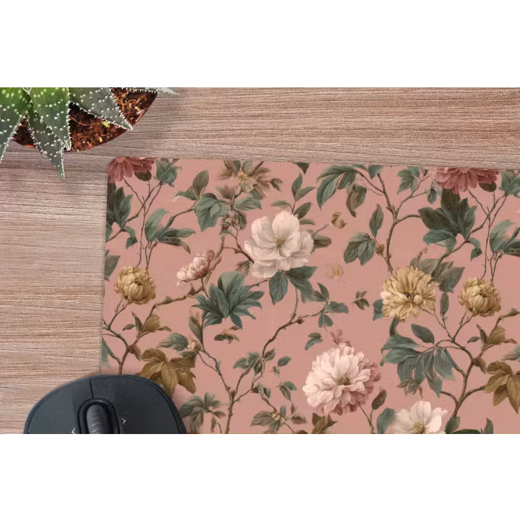 Bloemen - Klassiek - Roze muismat rubber klein 262 -closeup