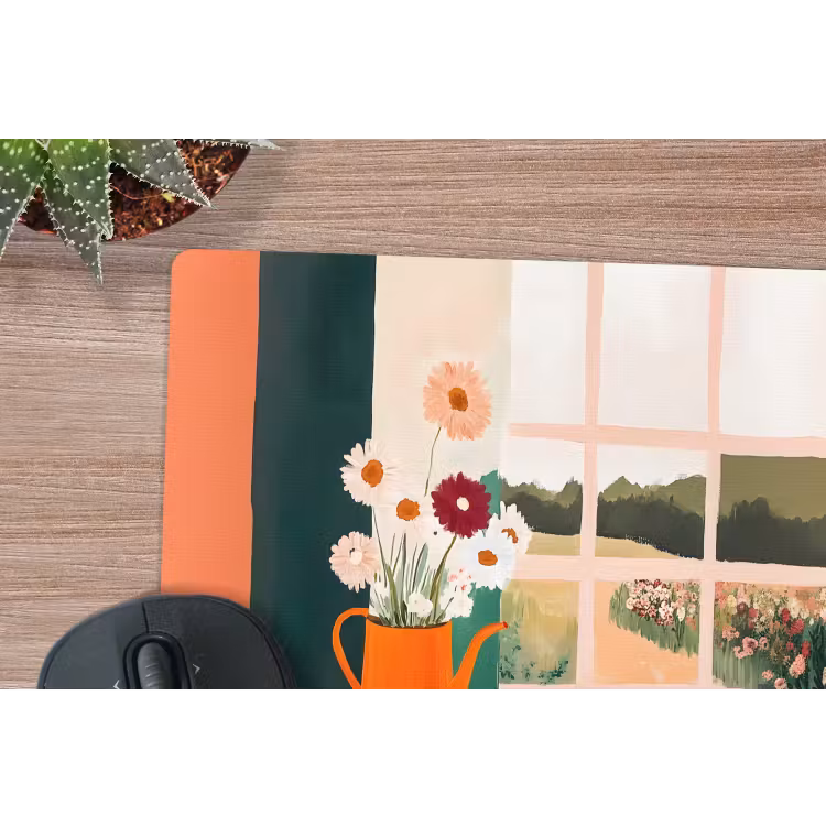 Bloemen - Koffie - Raam muismat rubber klein -closeup