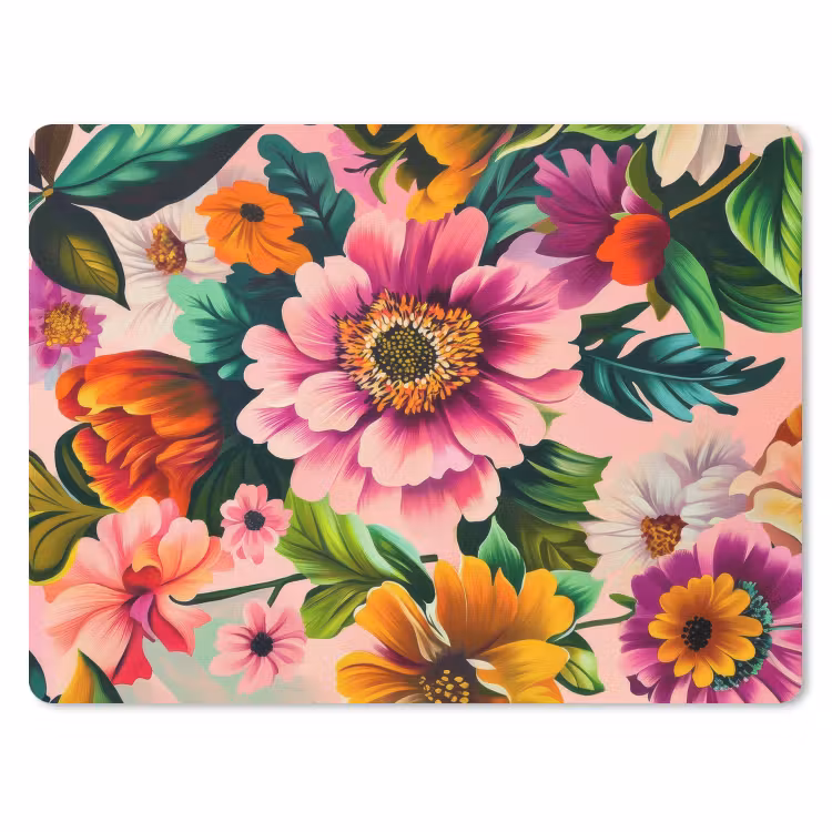 Bloemen - Kleurrijk - Roze muismat rubber klein -3d