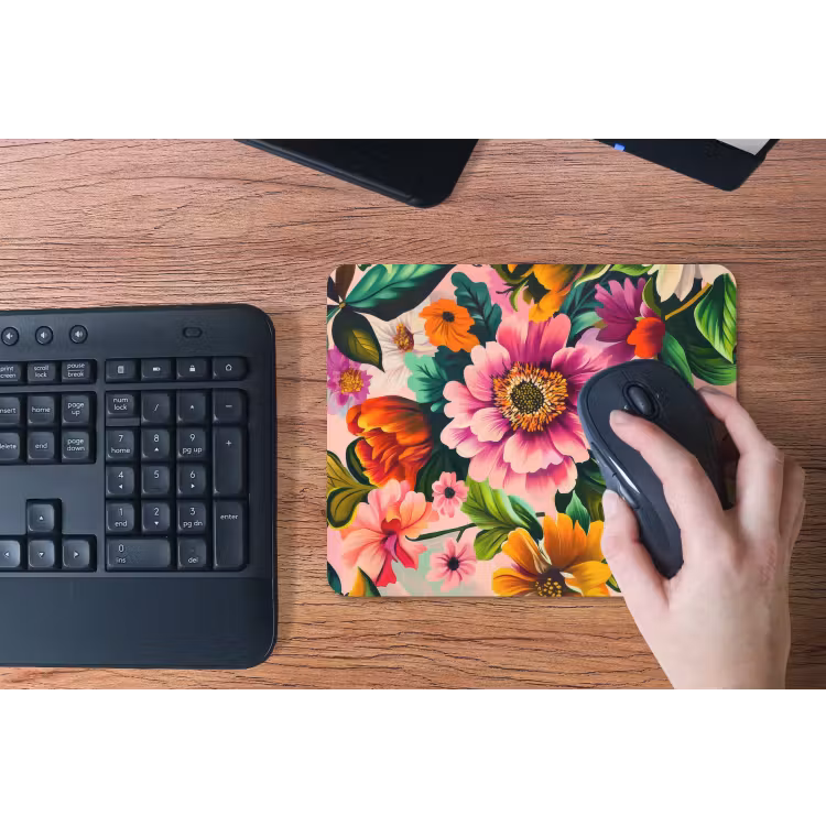 Bloemen - Kleurrijk - Roze muismat rubber klein -toetsenbord