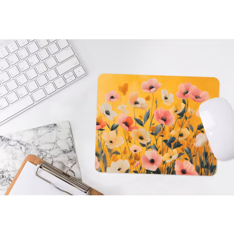 Bloemen - Veld - Geel muismat rubber klein -witbureau