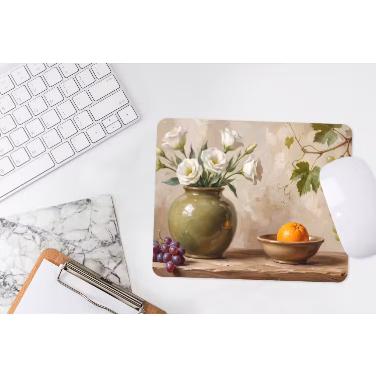 Mouse Pad - Flowers - Fruit - Still Life - Bloemen - Fruit - Stilleven muismat rubber klein