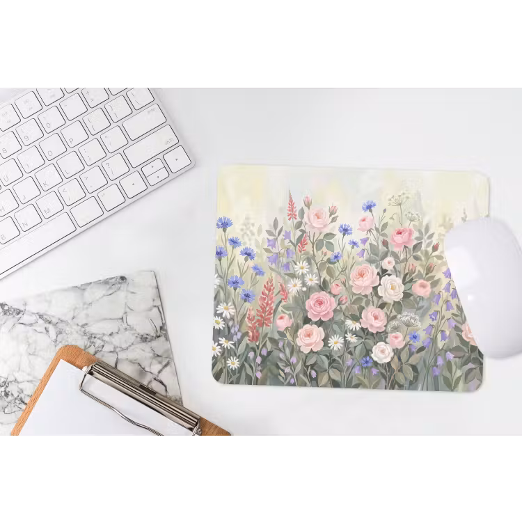 Bloemen - Tuin - Natuur - Kleurrijk muismat rubber klein -witbureau