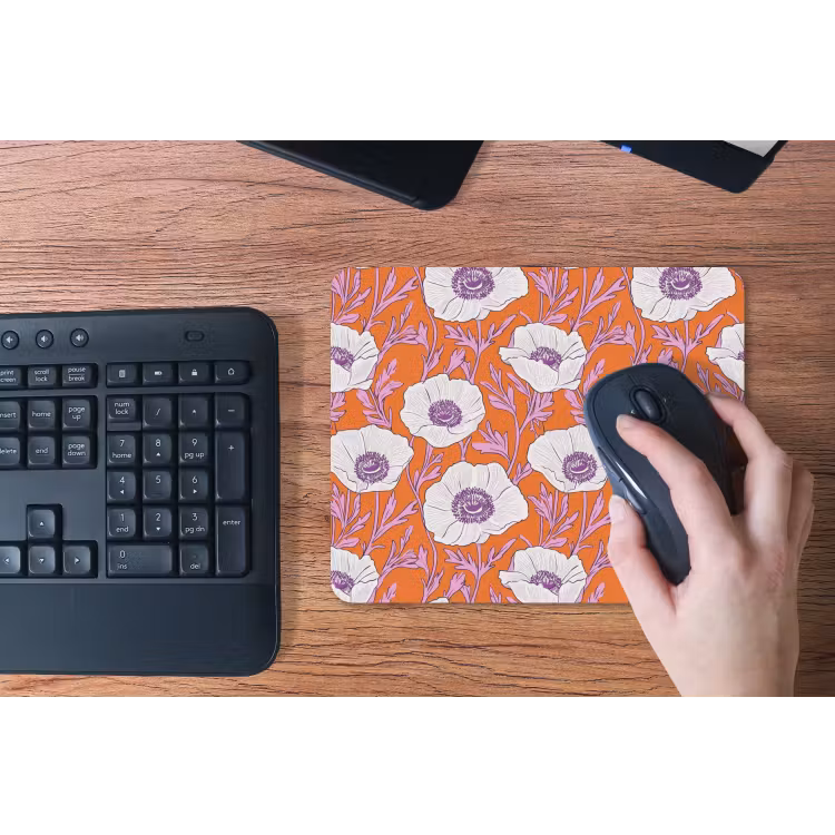 Bloemen - Grafisch - Oranje muismat rubber klein 262 -toetsenbord