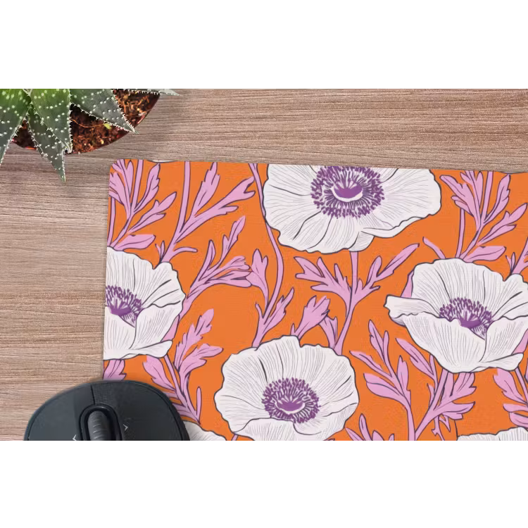 Bloemen - Grafisch - Oranje muismat rubber klein 262 -closeup