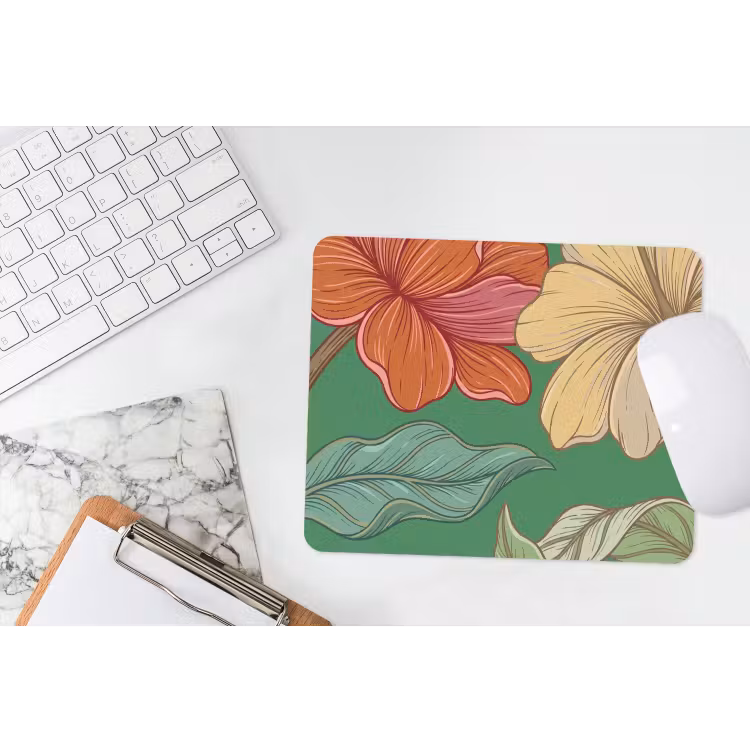 Mouse Pad - Flowers - Greenery - Illustration - Bloemen - Groen - Illustratie muismat rubber klein