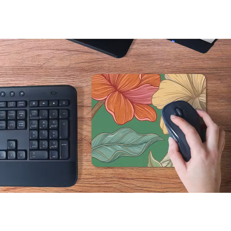 Mouse Pad - Flowers - Greenery - Illustration - Bloemen - Groen - Illustratie muismat rubber klein