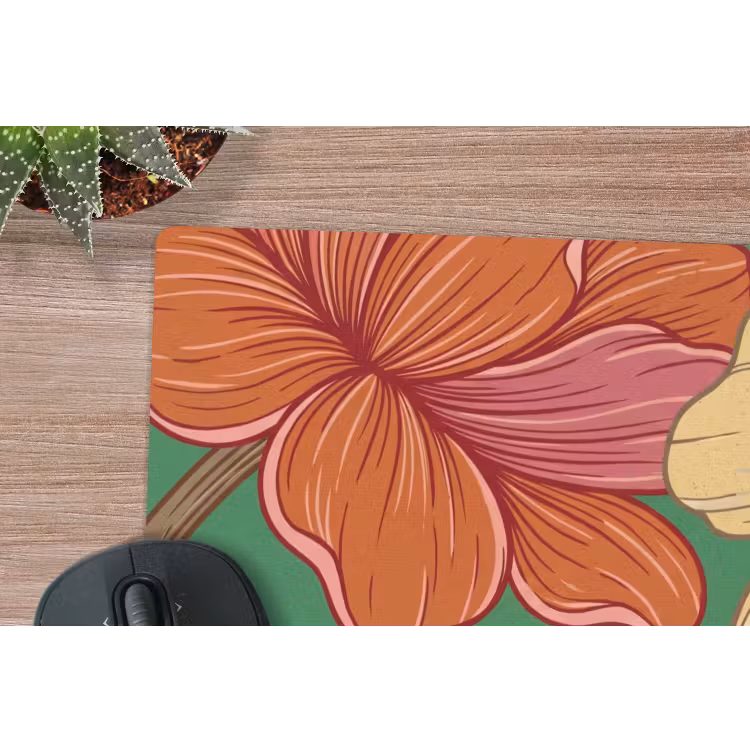 Mouse Pad - Flowers - Greenery - Illustration - Bloemen - Groen - Illustratie muismat rubber klein