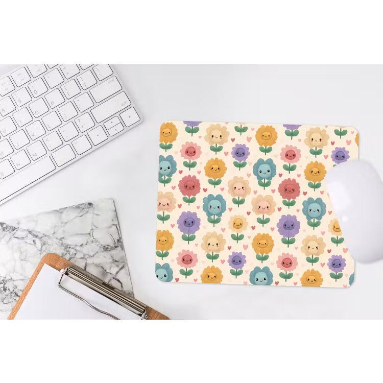 Bloemen - Hartjes - Kleurrijk muismat rubber klein 262 -witbureau