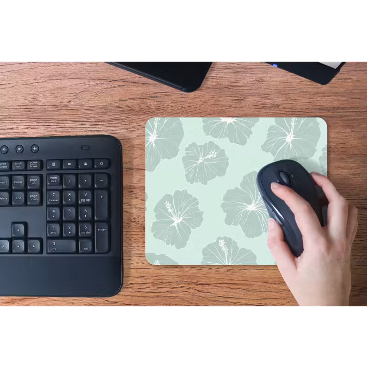 Bloemen - Hibiscus - Mint muismat rubber klein 262 -toetsenbord