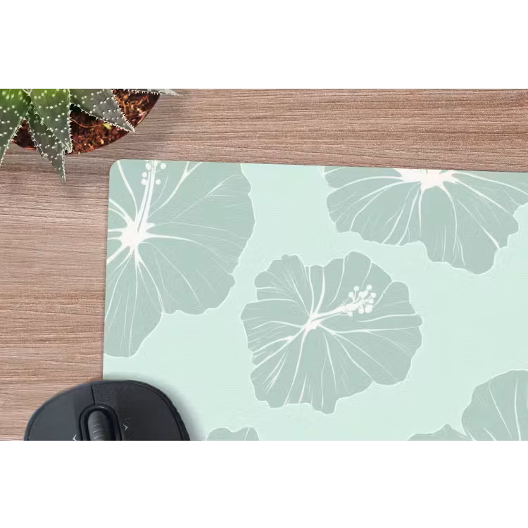 Bloemen - Hibiscus - Mint muismat rubber klein 262 -closeup