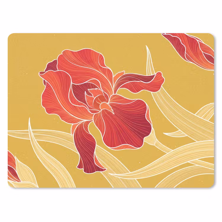 Mouse Pad - Flowers - Illustration - Red - Bloemen - Illustratie - Rood muismat rubber klein