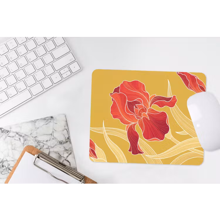 Mouse Pad - Flowers - Illustration - Red - Bloemen - Illustratie - Rood muismat rubber klein