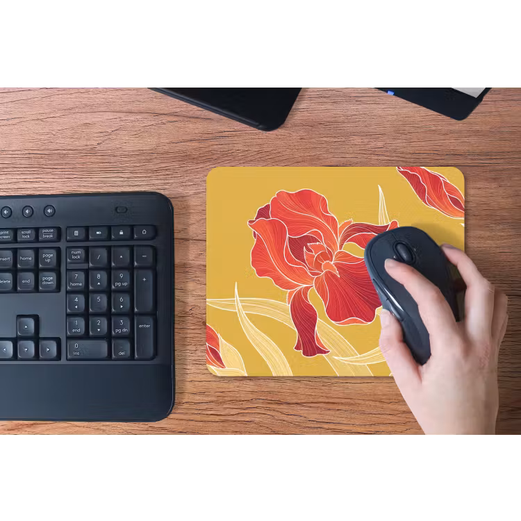 Mouse Pad - Flowers - Illustration - Red - Bloemen - Illustratie - Rood muismat rubber klein