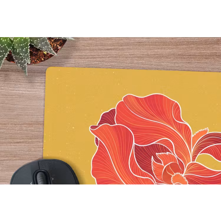 Mouse Pad - Flowers - Illustration - Red - Bloemen - Illustratie - Rood muismat rubber klein