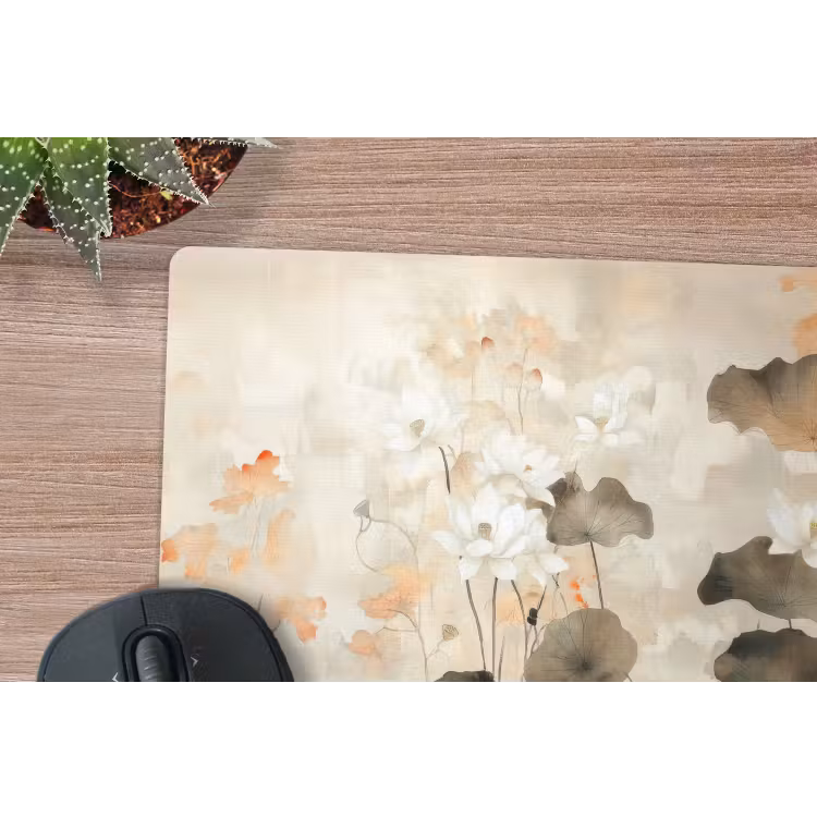 Bloemen - Japandi - Wabi sabi muismat rubber klein -closeup