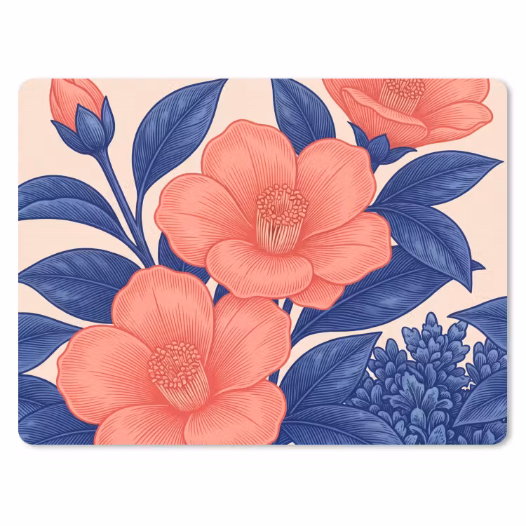 Mouse Pad - Flowers - Leaves - Botanical - Bloemen - Bladeren - Botanisch muismat rubber klein