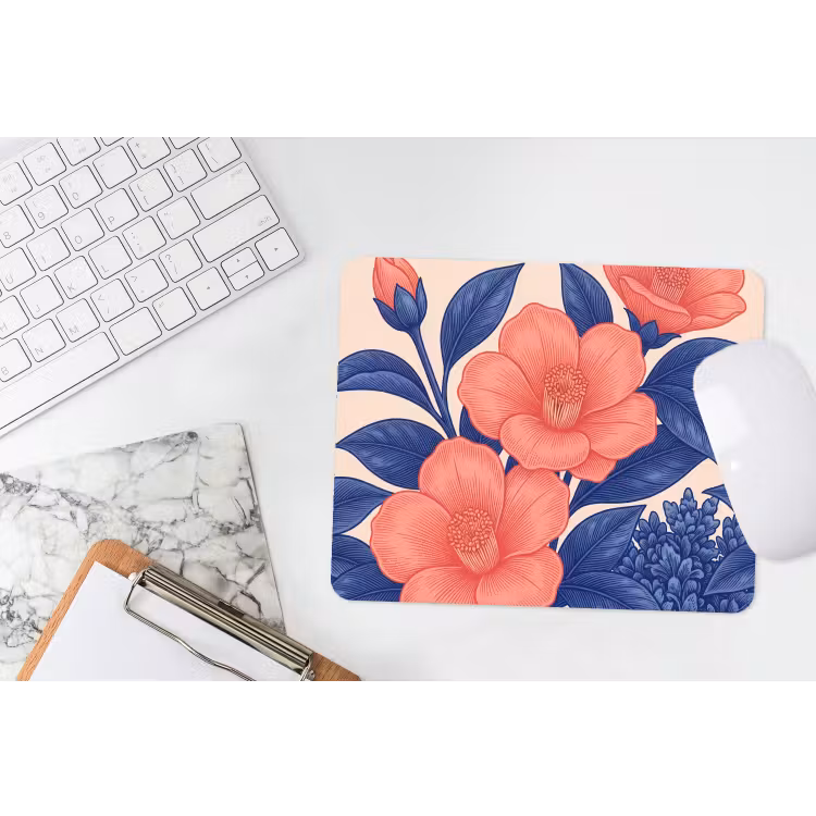 Mouse Pad - Flowers - Leaves - Botanical - Bloemen - Bladeren - Botanisch muismat rubber klein