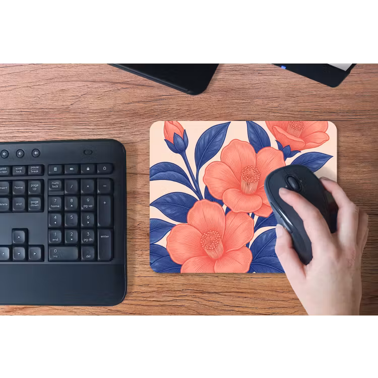 Mouse Pad - Flowers - Leaves - Botanical - Bloemen - Bladeren - Botanisch muismat rubber klein