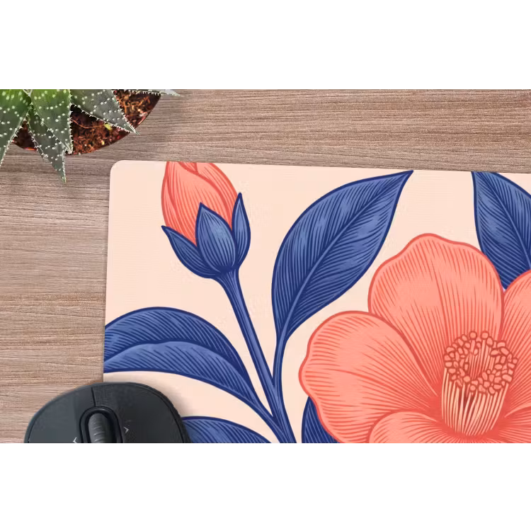 Mouse Pad - Flowers - Leaves - Botanical - Bloemen - Bladeren - Botanisch muismat rubber klein