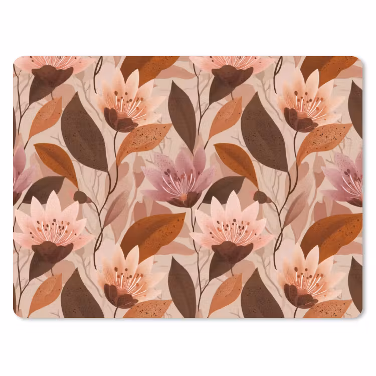 Bloemen - Bladeren - Bruin muismat rubber klein 262 -3d