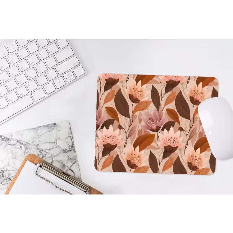 Bloemen - Bladeren - Bruin muismat rubber klein 262 -witbureau