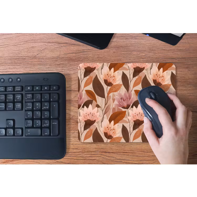 Bloemen - Bladeren - Bruin muismat rubber klein 262 -toetsenbord