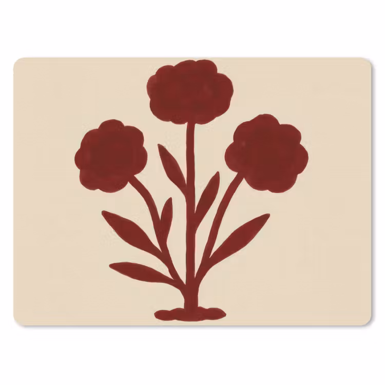 Bloemen - Bladeren - Rood - Minimalistisch muismat rubber klein -3d