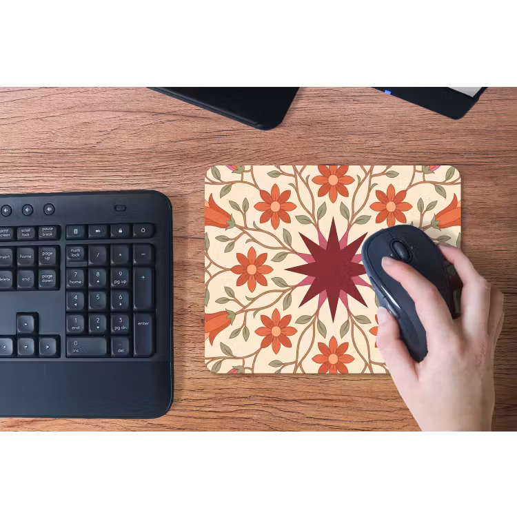 Bloemen - Mandala - Decoratief - Rood muismat rubber klein -toetsenbord