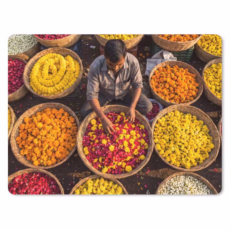 Mouse Pad - Flowers - Market - Colorful - Bloemen - Markt - Kleurrijk muismat rubber klein
