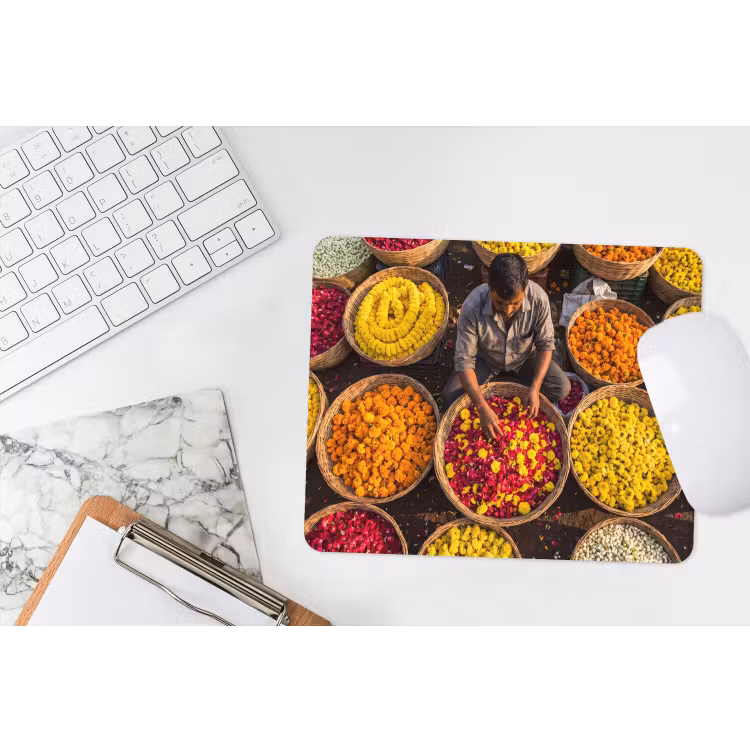 Mouse Pad - Flowers - Market - Colorful - Bloemen - Markt - Kleurrijk muismat rubber klein