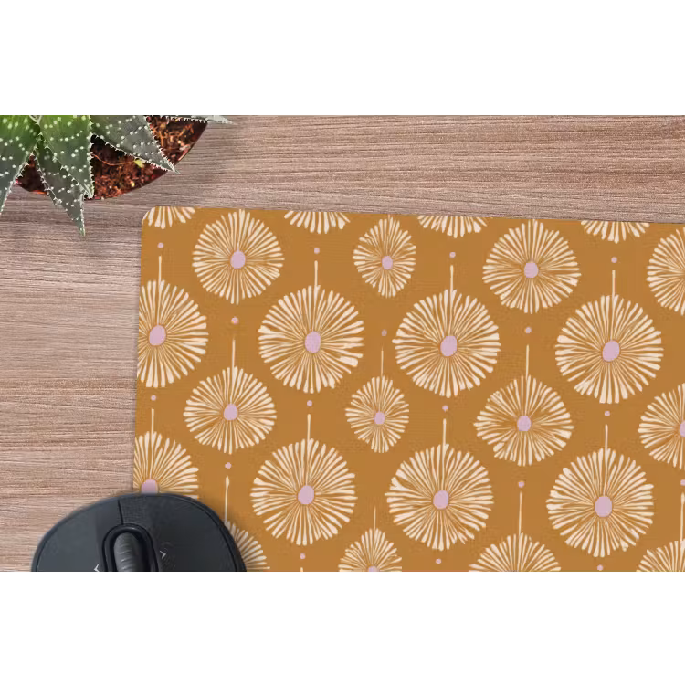 Bloemen - Modern - Oker muismat rubber klein 262 -closeup