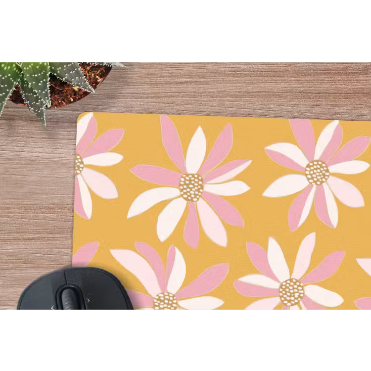 Bloemen - Modern - Geel muismat rubber klein 262 -closeup