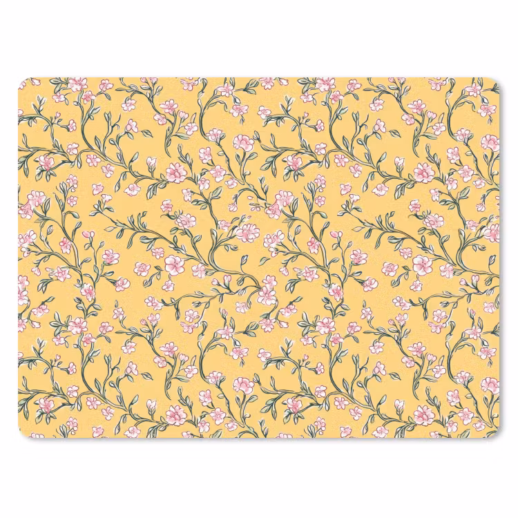 Bloemen - Motief - Geel muismat rubber klein 262 -3d