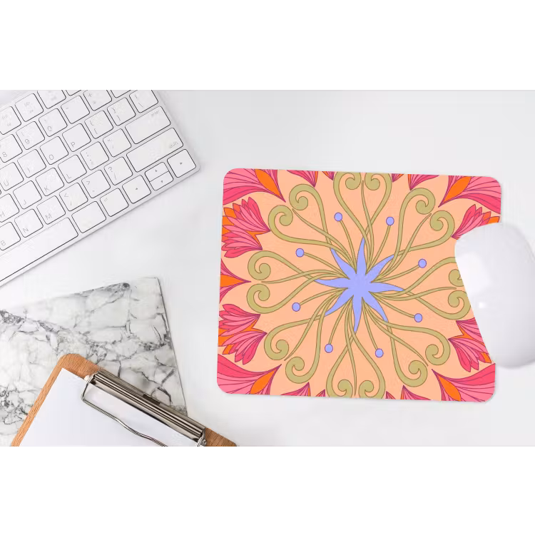 Bloemen - Patroon - Abstract - Roze - Decoratief muismat rubber klein -witbureau