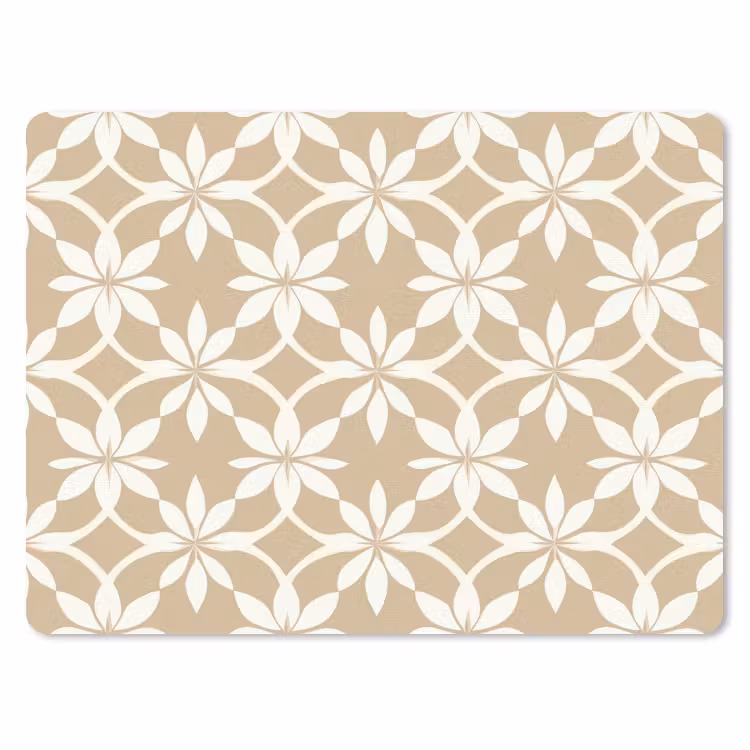 Bloemen - Patroon - Beige muismat rubber klein 262 -3d