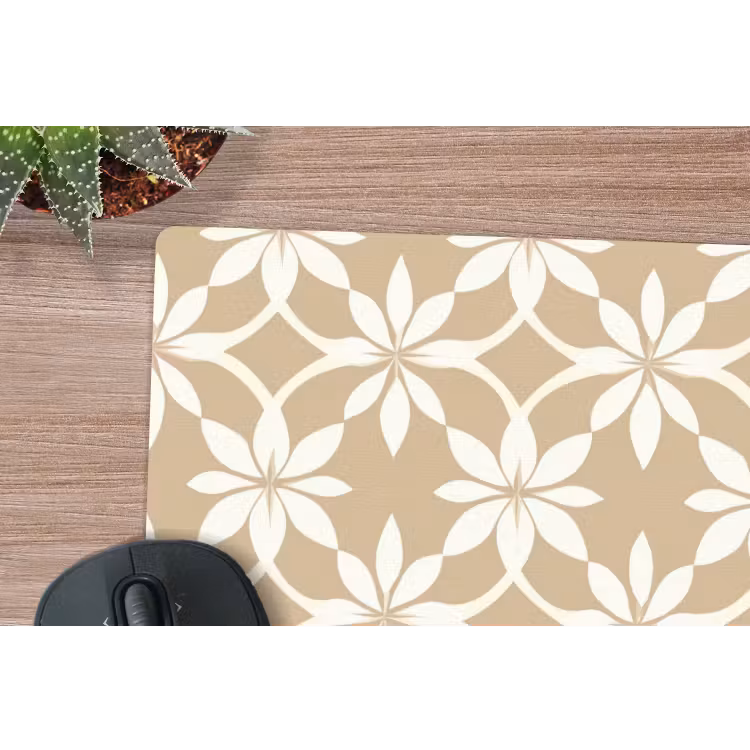 Bloemen - Patroon - Beige muismat rubber klein 262 -closeup