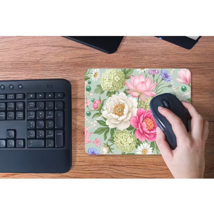 Bloemen - Patroon - Botanisch - Groen muismat rubber klein -toetsenbord